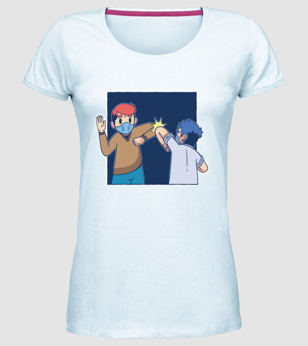 Cum să dai mâna Coronavirus model albastru deschis pe tricou