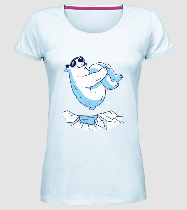 Urs polar Săritură bombă model albastru deschis pe tricou