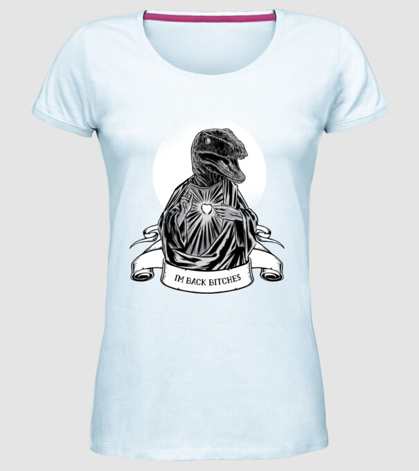 Iisus Raptor Dinozaur model albastru deschis pe tricou