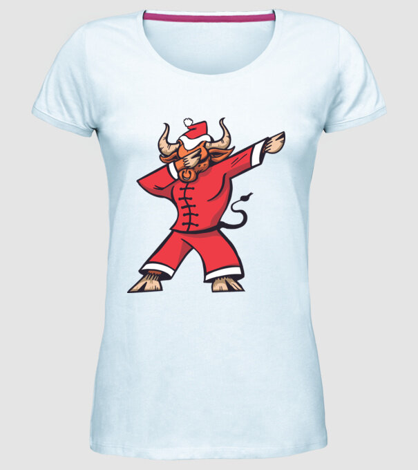 Taur de Crăciun DAB model albastru deschis pe tricou