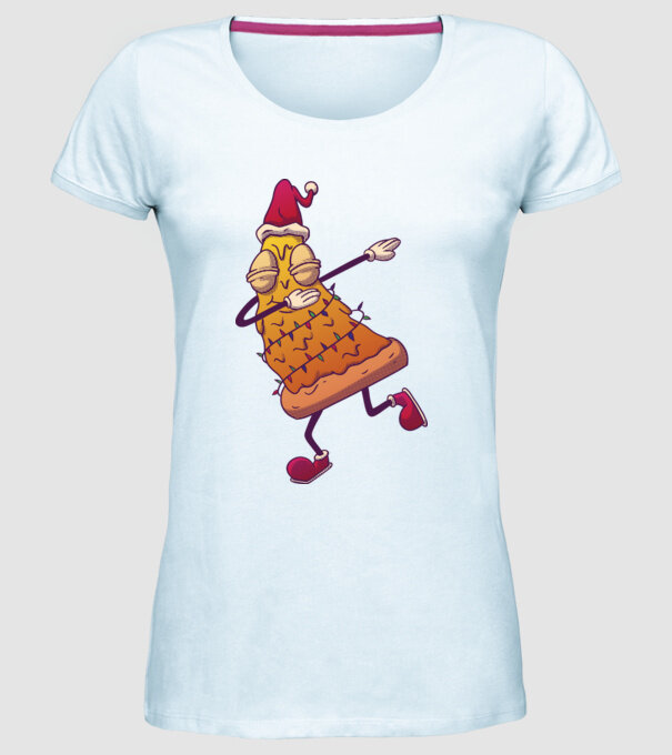 Pizza de Crăciun DAB model albastru deschis pe tricou