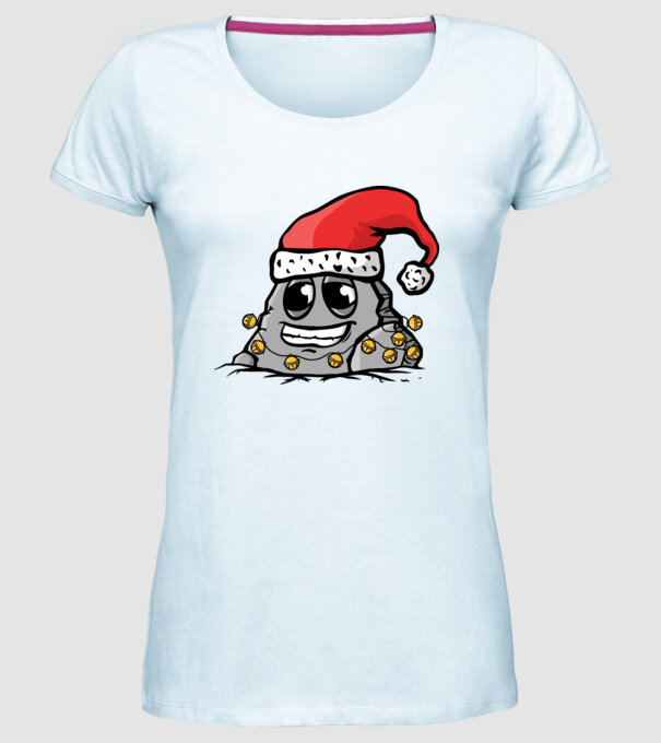 Stâncă de Crăciun model albastru deschis pe tricou