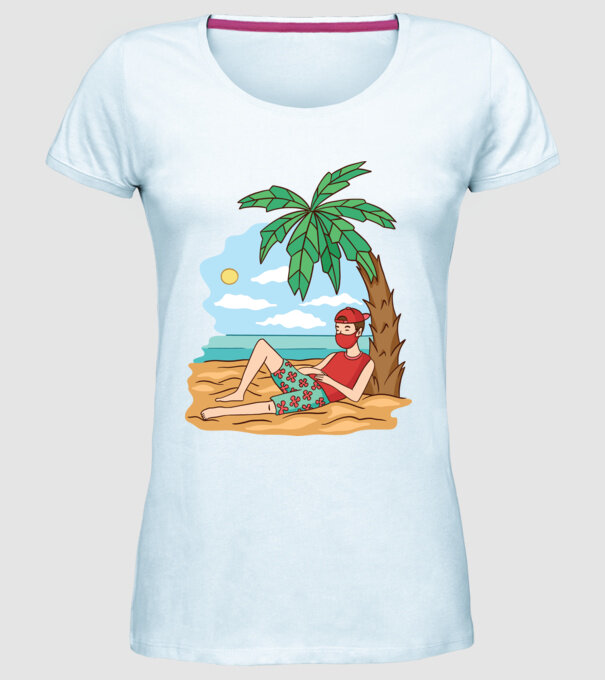 Vacanță în carantină model albastru deschis pe tricou