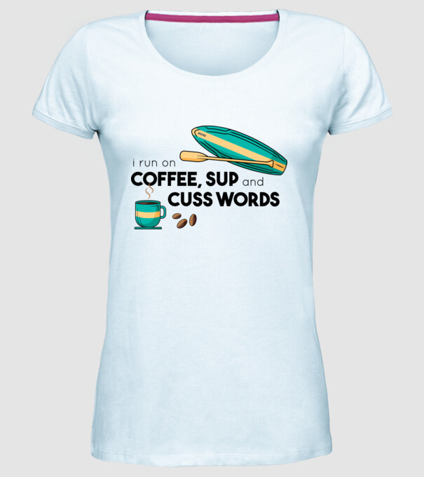 Cafea și SUP model albastru deschis pe tricou