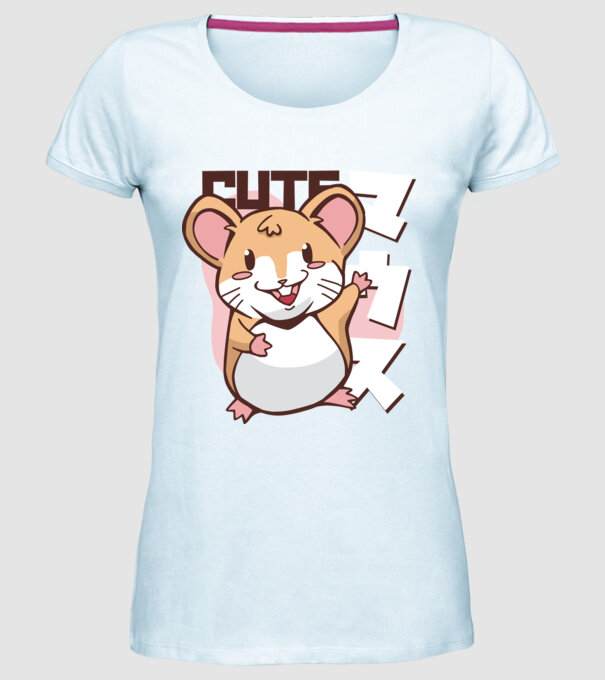 Șoarece Kawaii model albastru deschis pe tricou