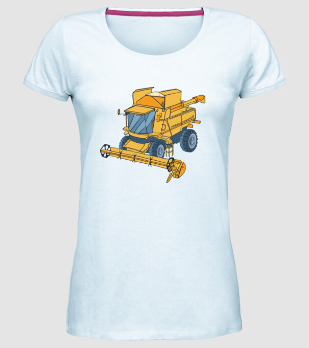 Combină agricolă model albastru deschis pe tricou