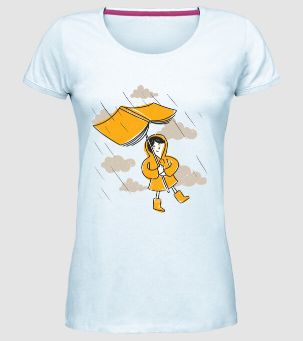 Umbrelă Carte model albastru deschis pe tricou