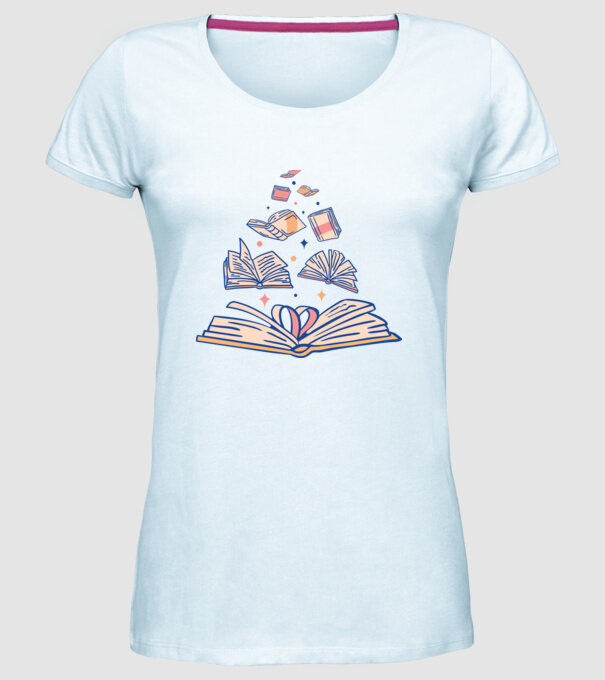 Cărți model albastru deschis pe tricou