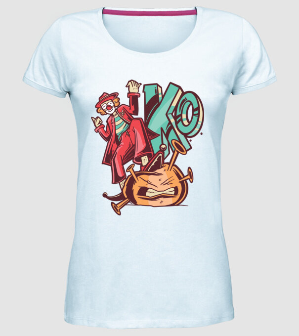 Coronavirus KO model albastru deschis pe tricou