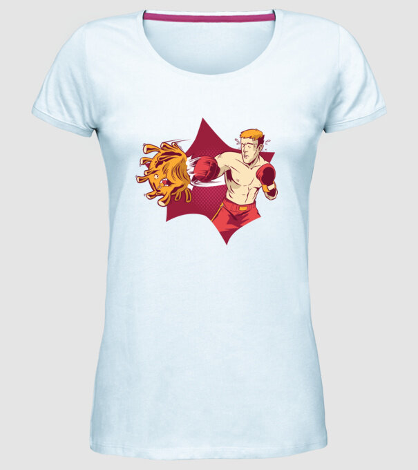 Coronavirus KO - Box model albastru deschis pe tricou