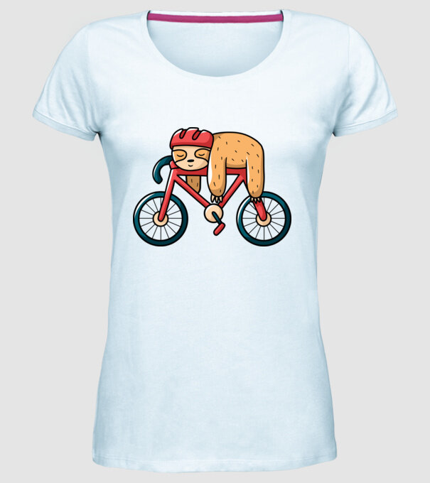 Leneș pe bicicletă model albastru deschis pe tricou