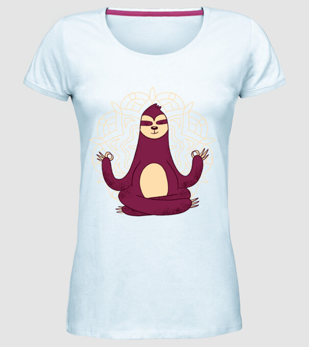 Leneș Meditație Yoga model albastru deschis pe tricou