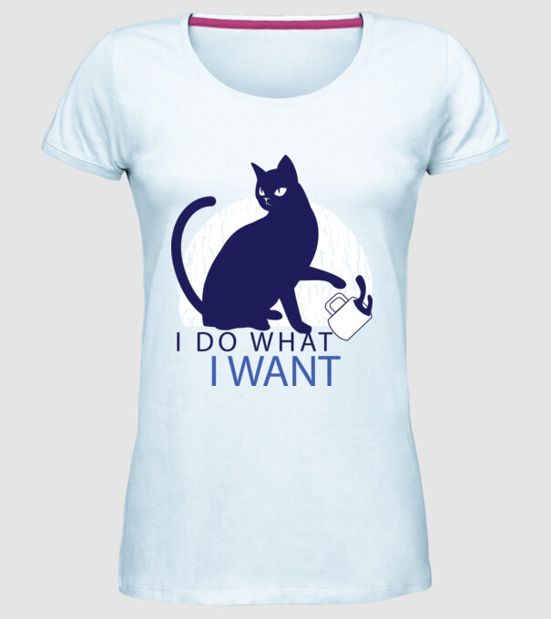 Pisică Rebel model albastru deschis pe tricou