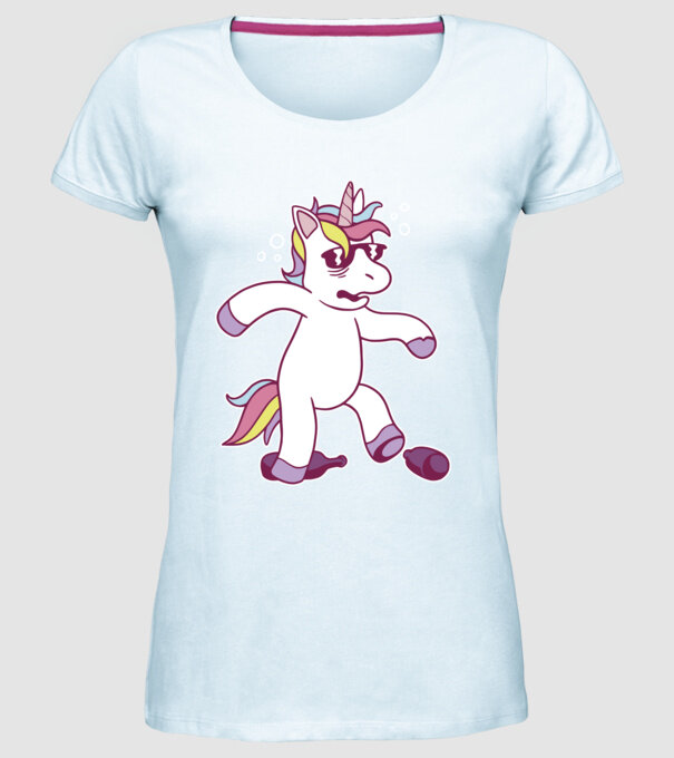 Mahmureală unicorn model albastru deschis pe tricou