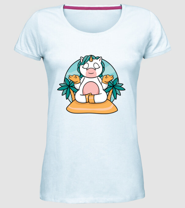 Unicornul meditator model albastru deschis pe tricou