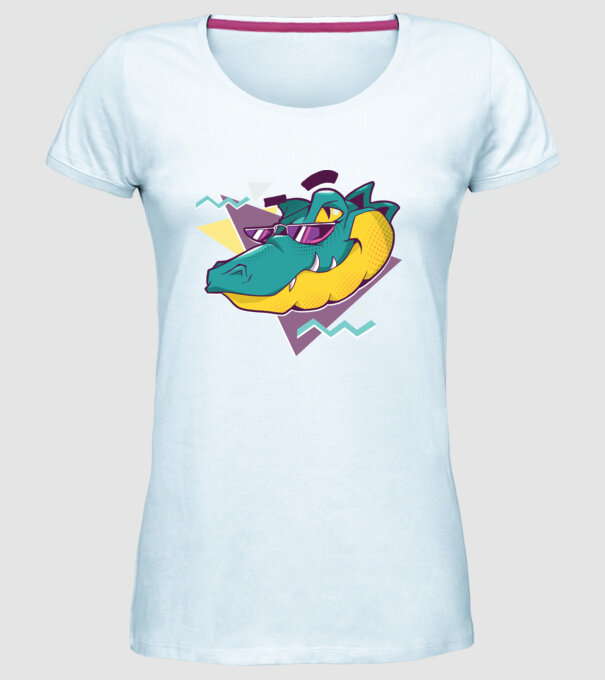 Aligator cool model albastru deschis pe tricou