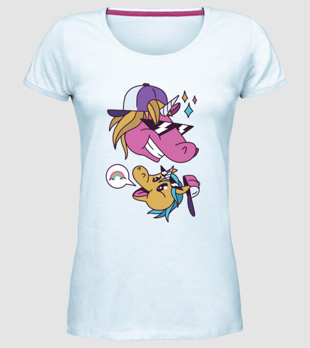 Unicorni cool model albastru deschis pe tricou