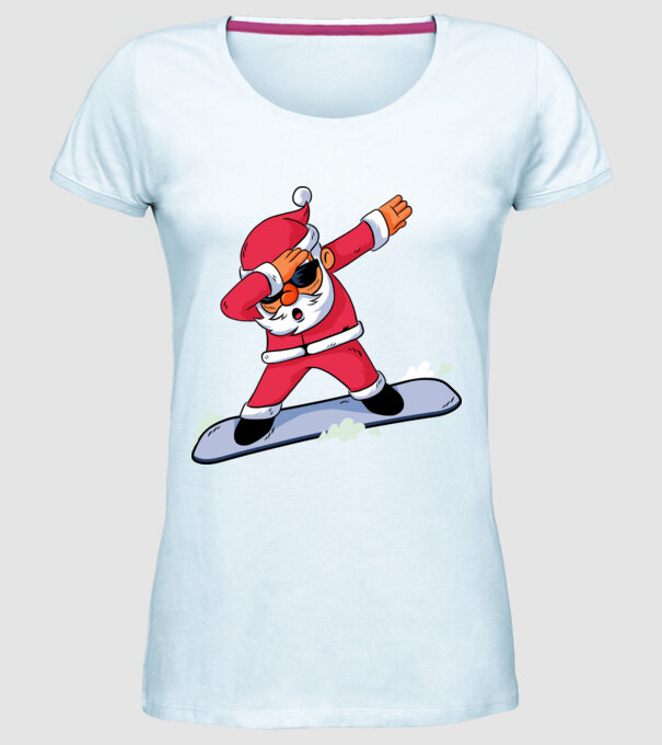 Moș Crăciun Snowboard DAB tricou amuzant model albastru deschis pe tricou
