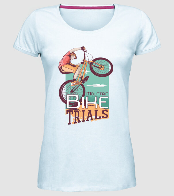 Truc Mountainbike model albastru deschis pe tricou