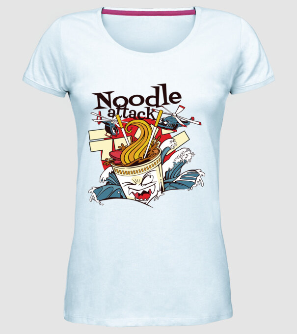 Noodle Attack model albastru deschis pe tricou