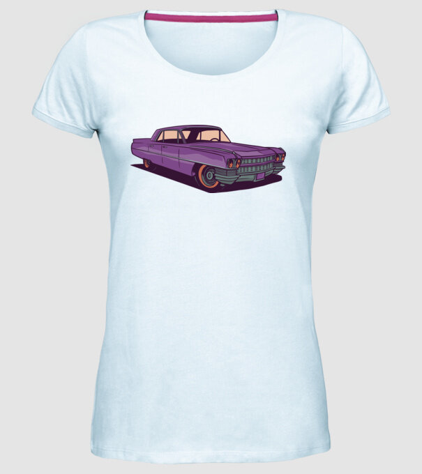 Mașină Old school model albastru deschis pe tricou