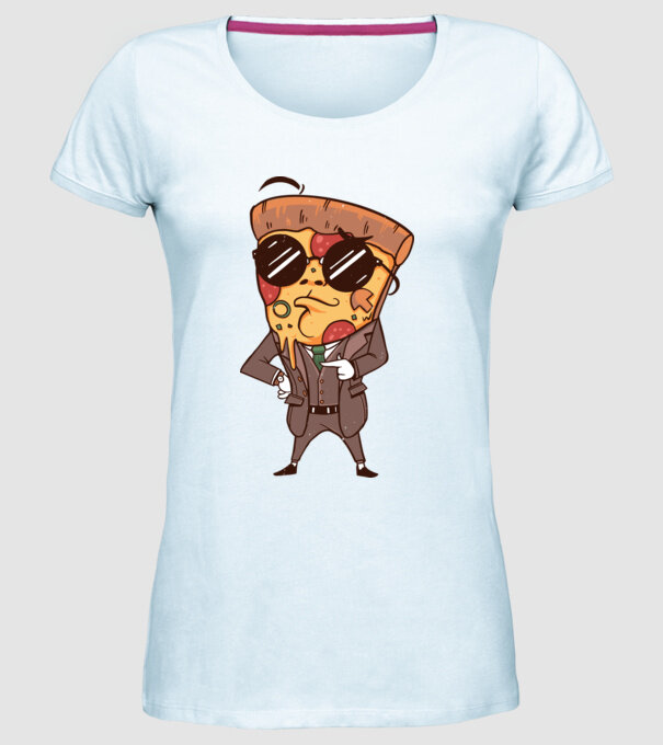 Agent de pizza în Costum model albastru deschis pe tricou