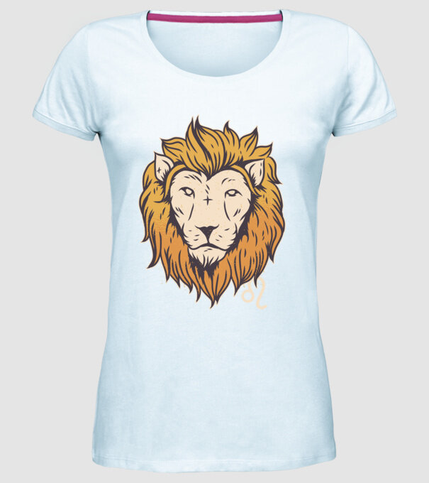 Lion head Horoscope model albastru deschis pe tricou