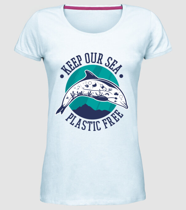 Să protejăm apele de plastic model albastru deschis pe tricou