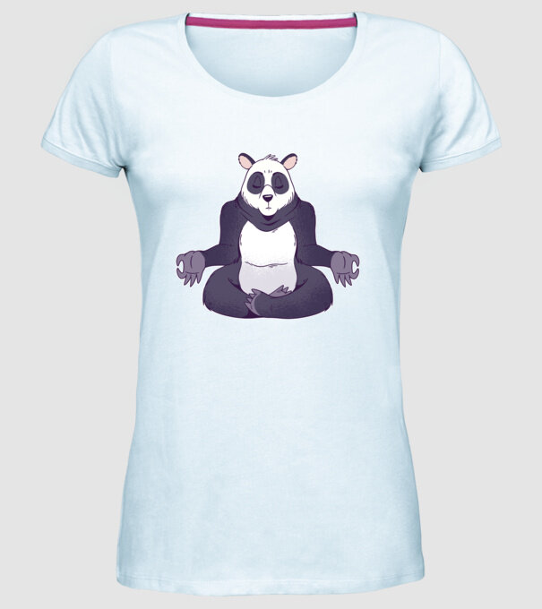 Panda Meditație model albastru deschis pe tricou