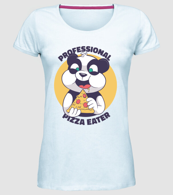 Panda Pizza model albastru deschis pe tricou
