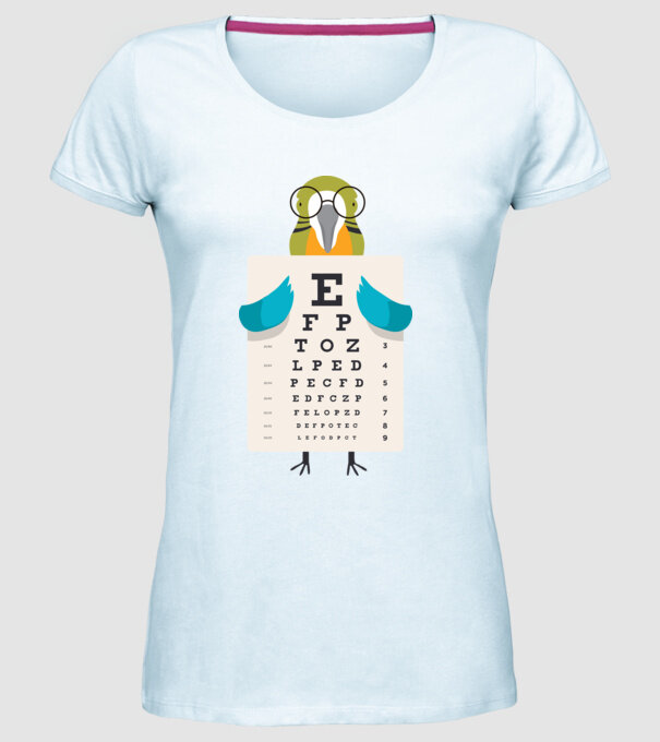 Oftalmolog papagal model albastru deschis pe tricou