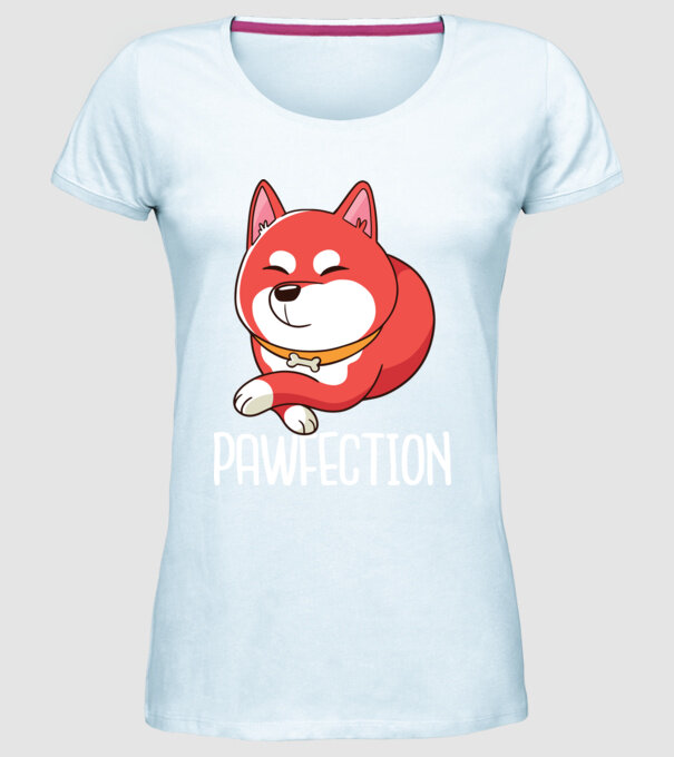 Pawfection Shiba Perfect model albastru deschis pe tricou