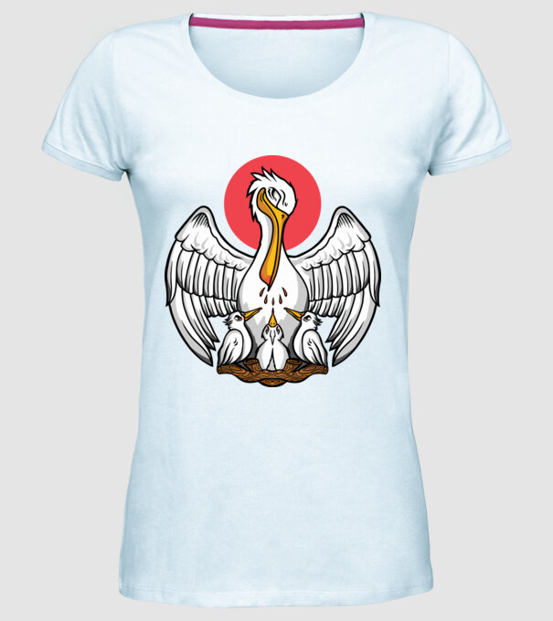 Familie Pelican model albastru deschis pe tricou