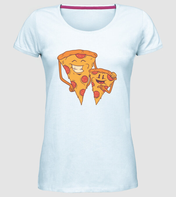 Familie Pizza model albastru deschis pe tricou