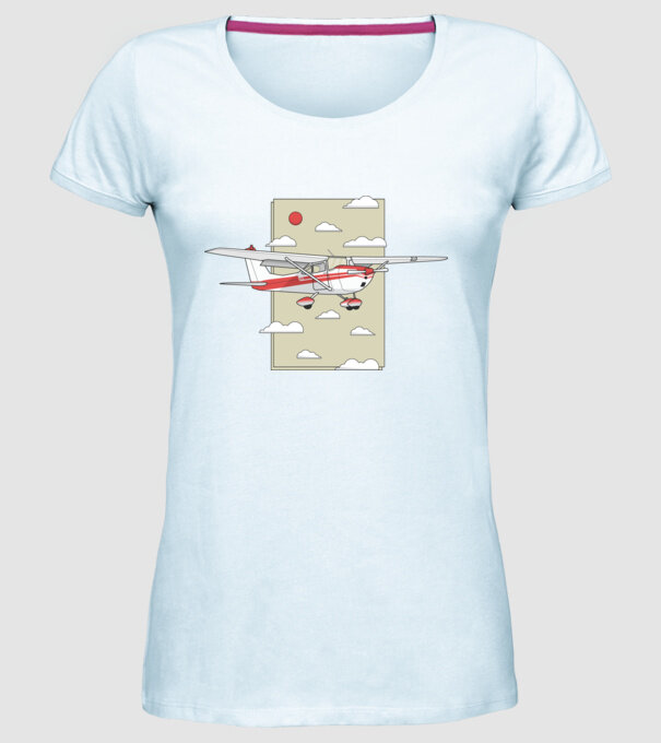 Avion cu elice model albastru deschis pe tricou