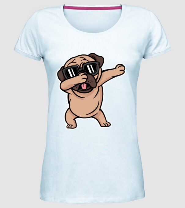 Pug DAB model albastru deschis pe tricou