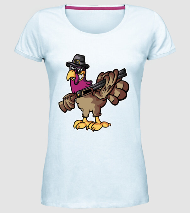 Shotgun Curcan model albastru deschis pe tricou