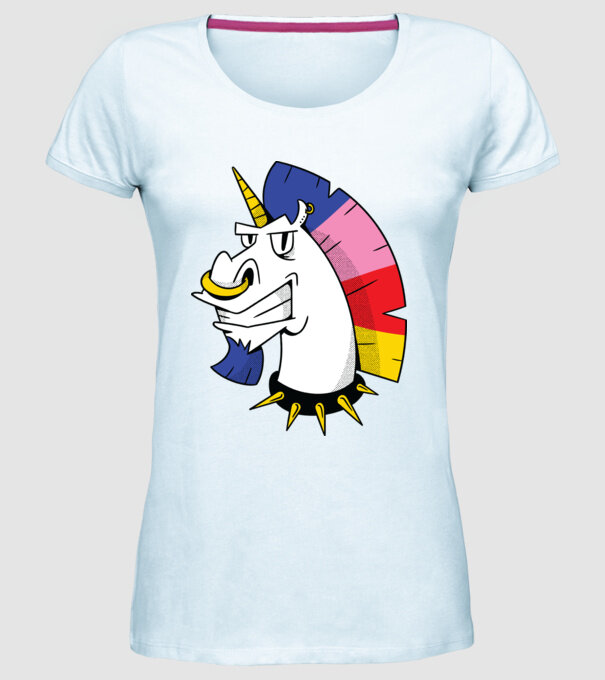 Punk unicorn model albastru deschis pe tricou