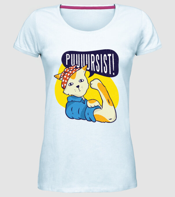 Pisică Pursist model albastru deschis pe tricou