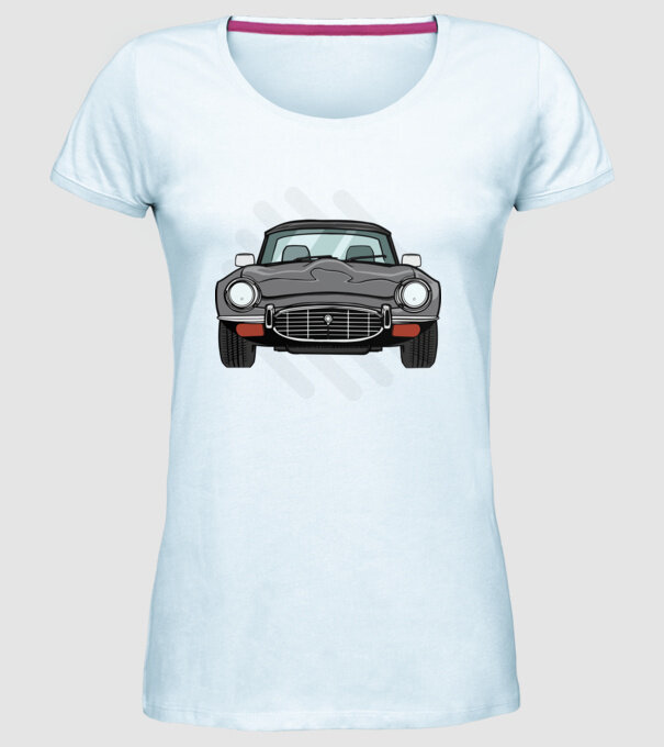 Mașină veche model albastru deschis pe tricou