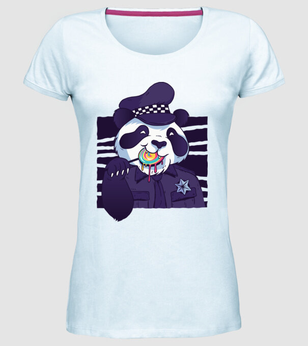 Panda polițist cu acadea model albastru deschis pe tricou
