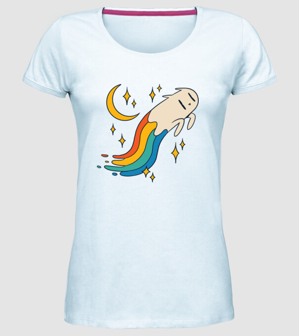 Pisoi zburător model albastru deschis pe tricou