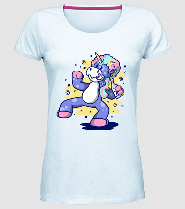 Unicorn beat model albastru deschis pe tricou