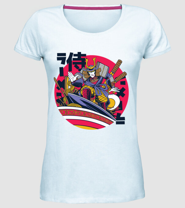 Samurai Ramen Surf model albastru deschis pe tricou