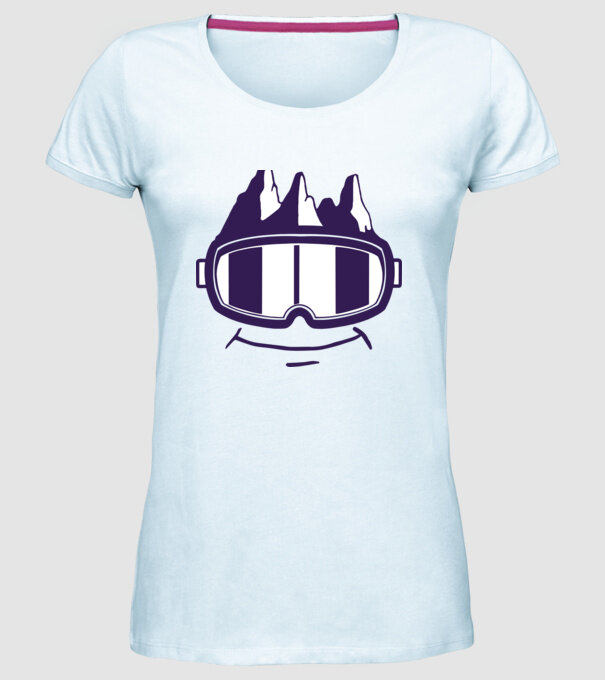 Ochelari de schi Smiley model albastru deschis pe tricou