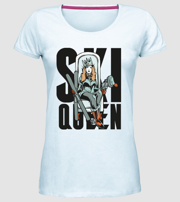 Ski Queen - Regină schioară model albastru deschis pe tricou