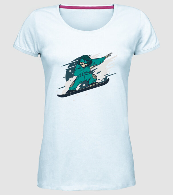 Schelet Snowboard DAB model albastru deschis pe tricou