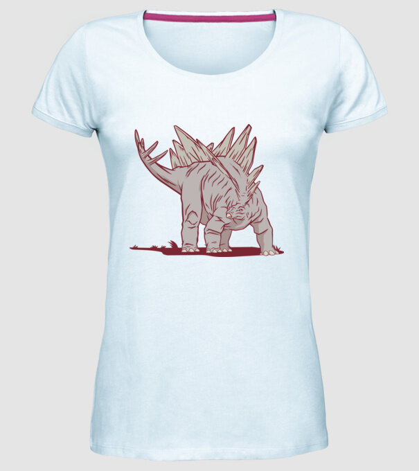Stegosaurus dinozaur model albastru deschis pe tricou