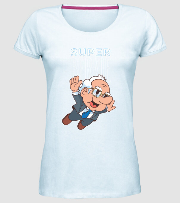 Super Bernie Sanders model albastru deschis pe tricou
