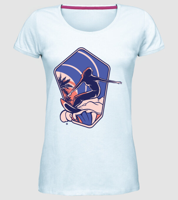 Surf ilustrare model albastru deschis pe tricou